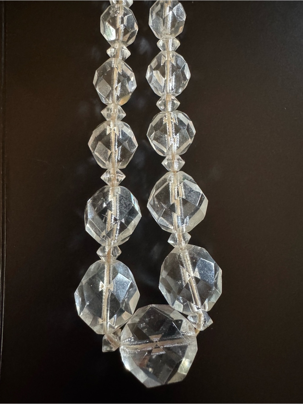 Vintage Graduated Clear Faceted Glass Crystal Bead Necklace 48g - Picture 6 of 6